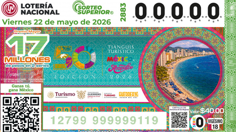 Lista COMPLETA de GANADORES del Sorteo Superior No. 2883 de la Lotería Nacional HOY viernes 22 de MAYO de 2026