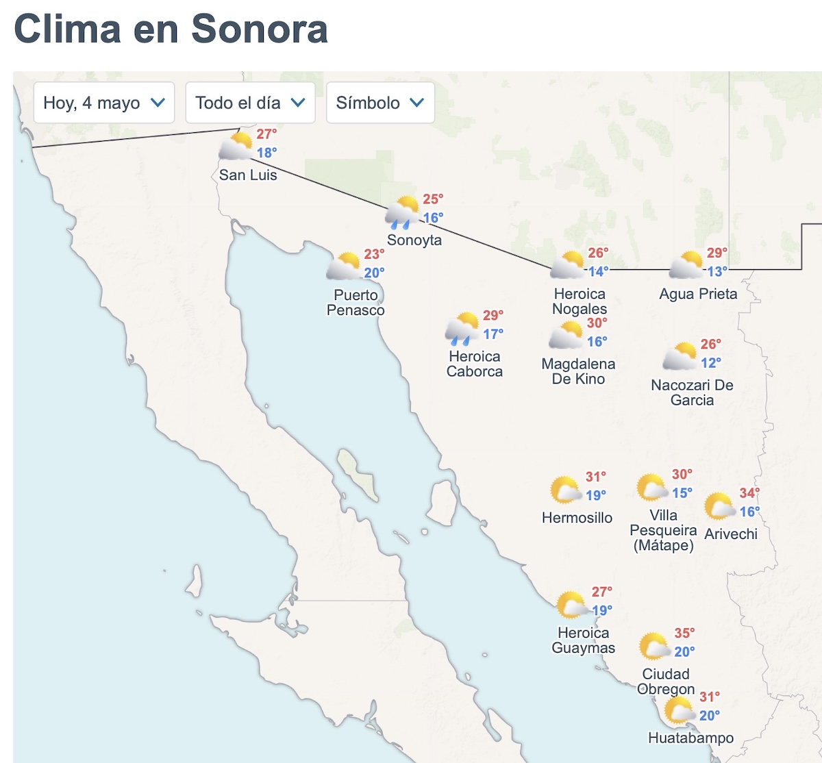 Así será el clima en Sonora este lunes