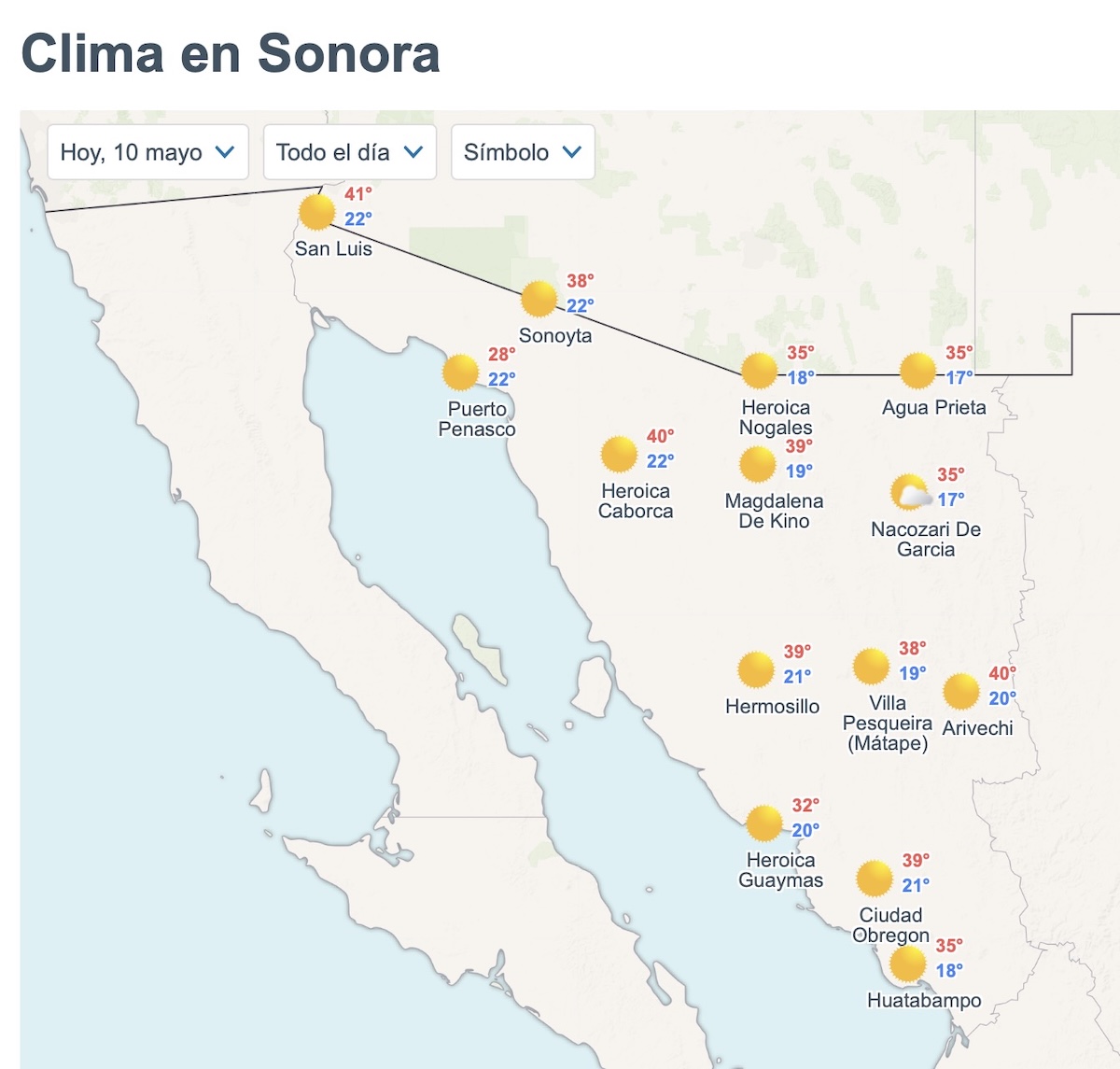 Así será el clima en Sonora este domingo