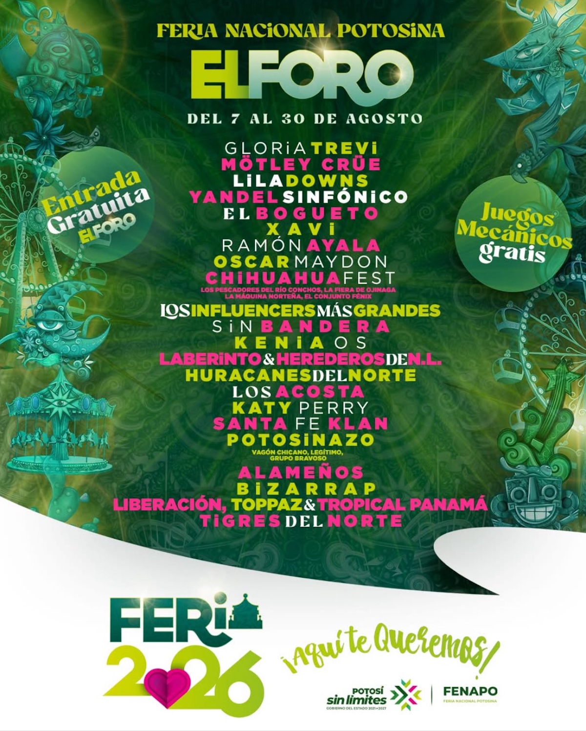 Así será el concierto gratuito de Katy Perry en la Feria Nacional Potosina 2026