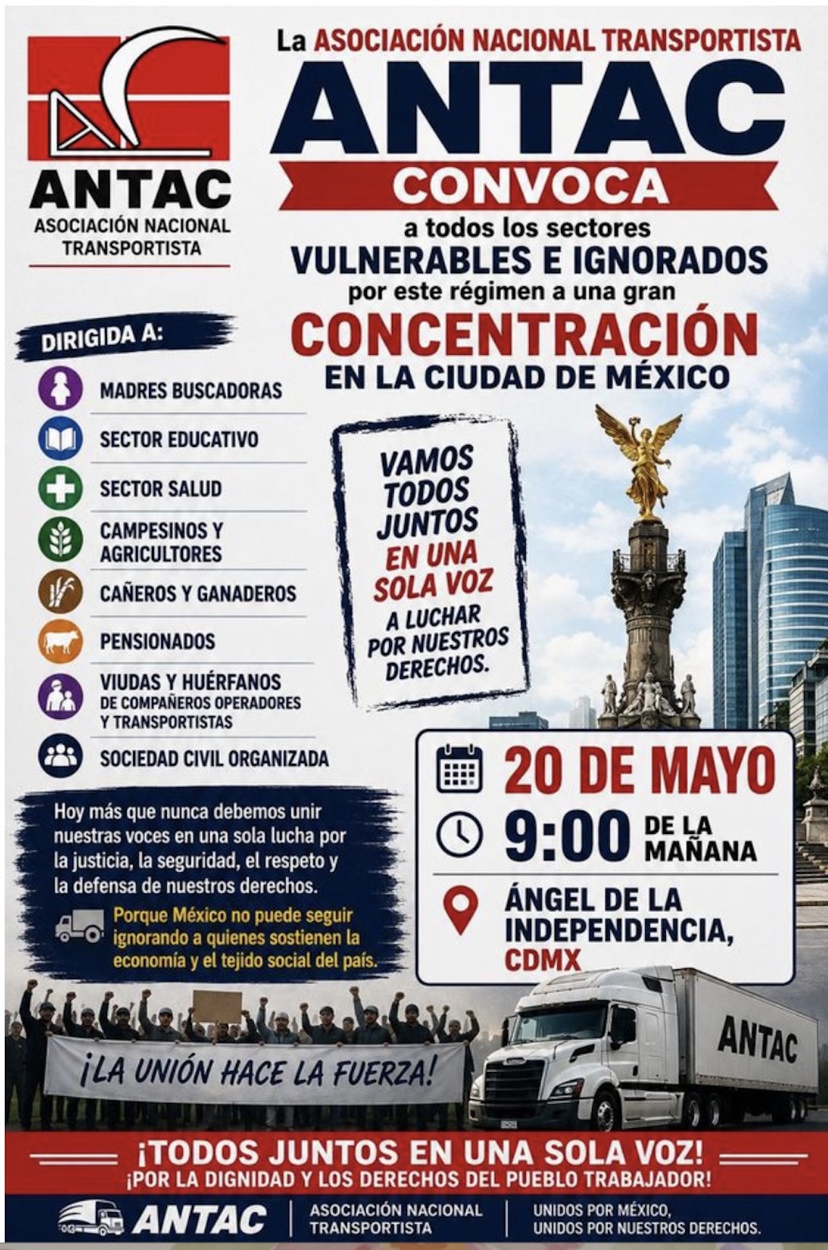 ANTAC convoca megamarcha en CDMX; estas serán las vialidades afectadas