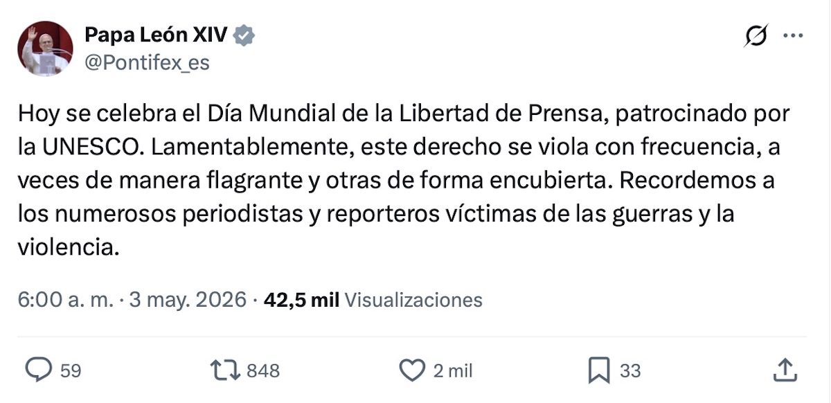 Día de la Libertad de Prensa: Este fue el mensaje del Papa León XIV