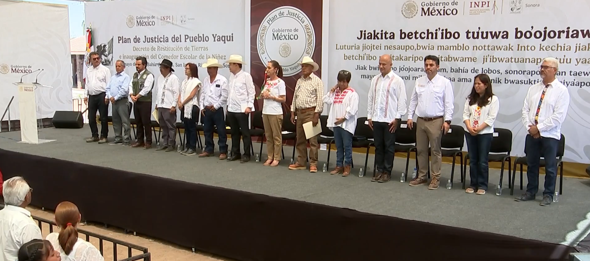 Sheinbaum encabeza restitución de tierras en Bahía de Lobos e inauguraciónde un comedor escolar