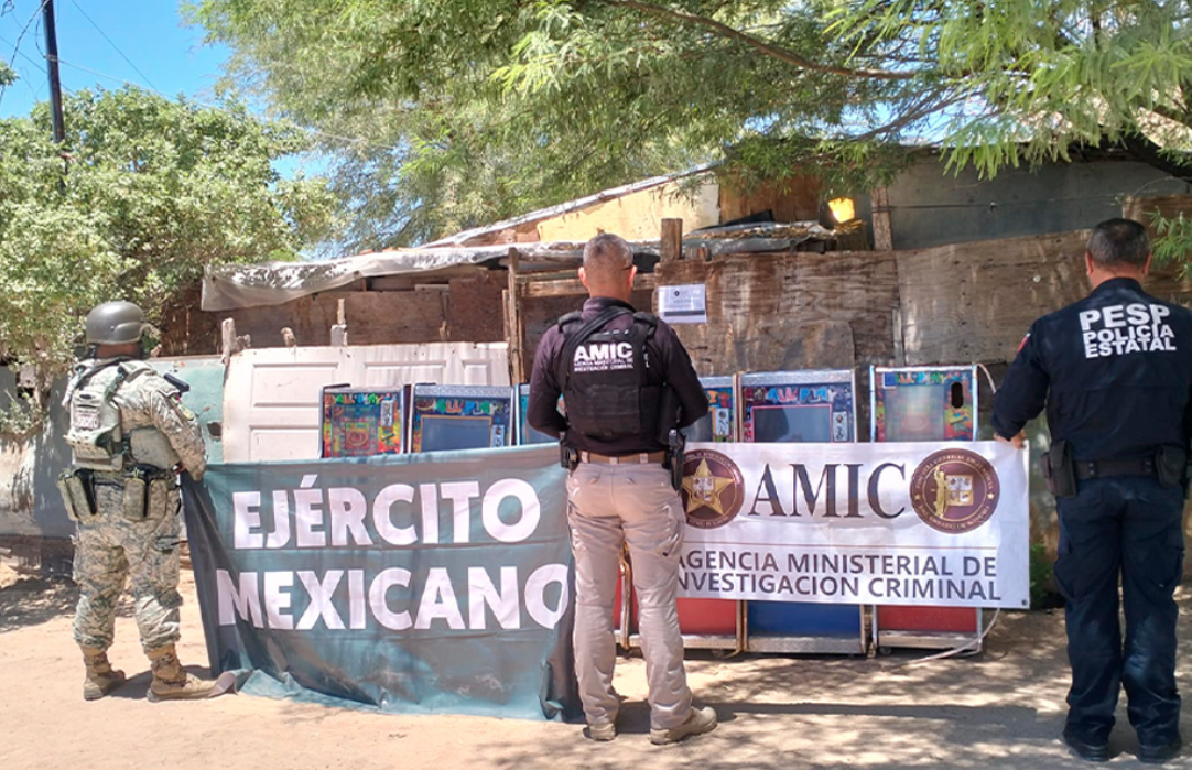 Aseguran seis máquinas tragamonedas durante cateo en San Luis Río Colorado