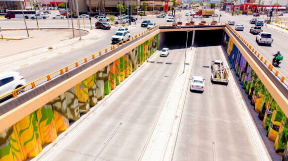Avance del 95% tiene el mural del paso a desnivel en el bulevar Colosio