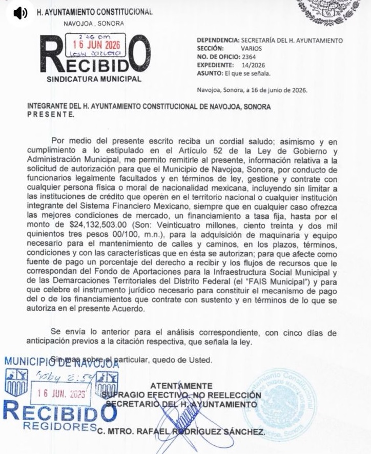 Los regidores recibieron la información financiera a 5 días de la sesión de cabildo