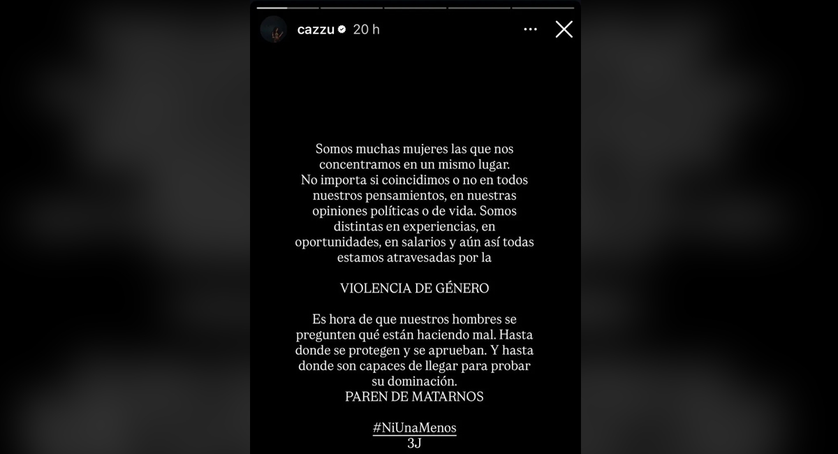 Cazzu manda mensaje por Marcha Ni Una Menos en Argentina
