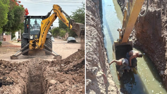 Oomapas Navojoa atiende drenaje colapsado en la colonia Deportiva