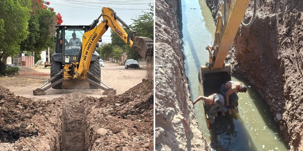 Oomapas Navojoa atiende drenaje colapsado en la colonia Deportiva