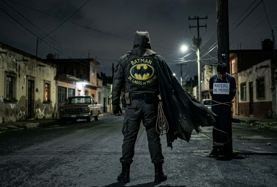 El caballero de la noche Investigan al 'Batman de Lagos', justiciero que amarra a presuntos delincuentes