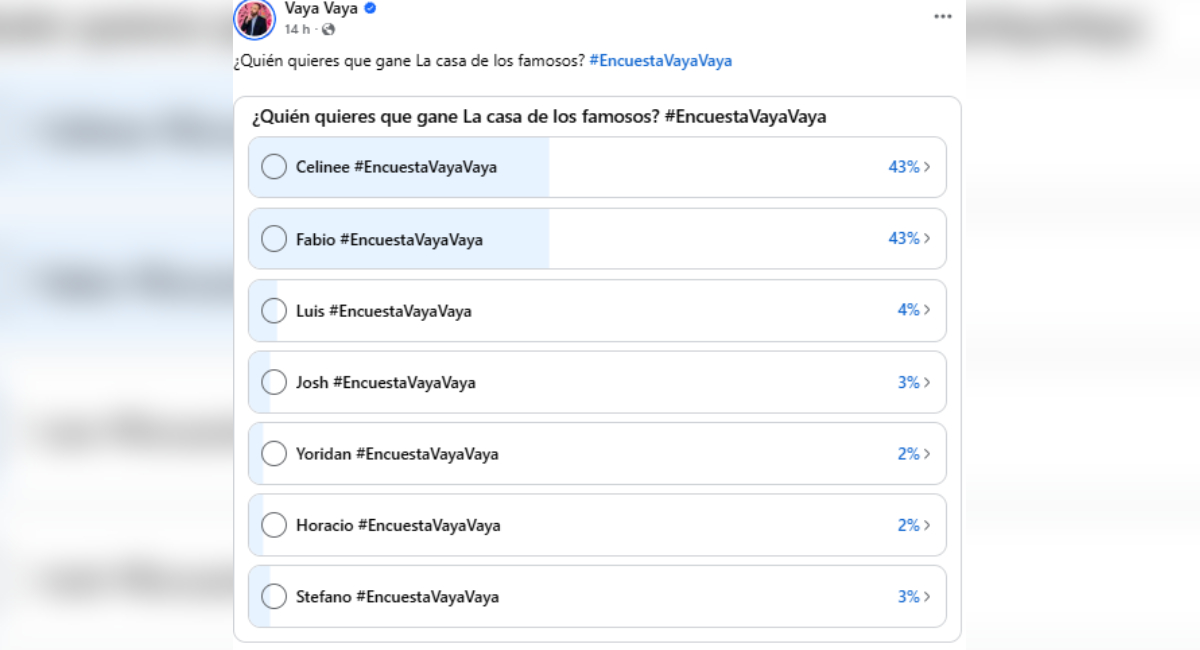 Encuesta para La Casa de los Famosos de Telemundo
