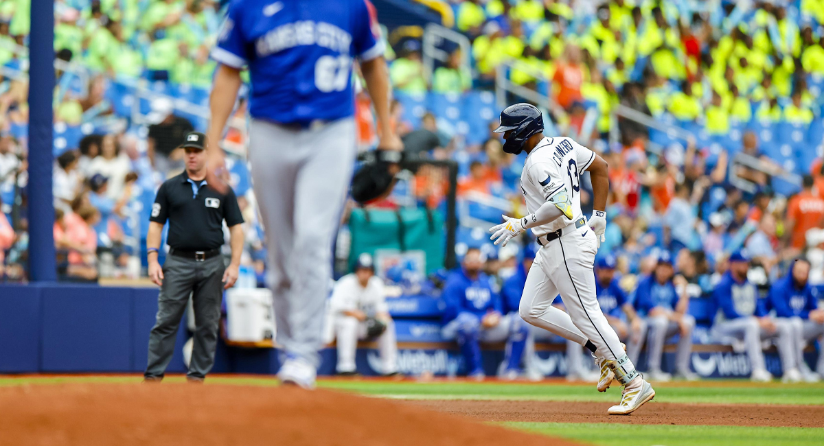 Junio Caminero comandó la paliza de Tampa Bay sobre los Royals con tres cuadrangulares y seis carreras producidas