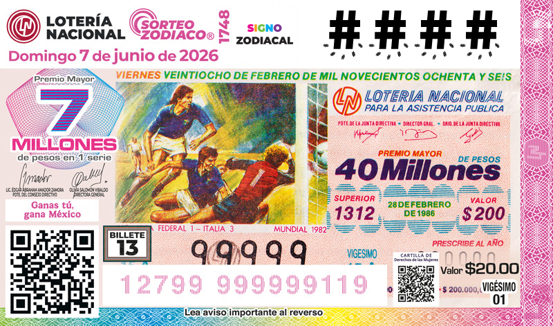 Lista COMPLETA de GANADORES Sorteo Zodiaco No. 1748 Mundial 2026 de Lotería Nacional, HOY domingo 7 de junio