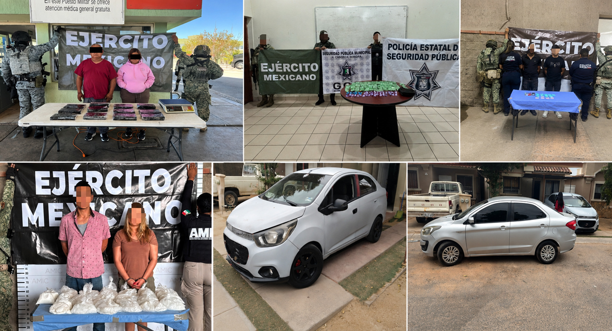 Acciones de seguridad en Sonora: Decomisan 234 mil dosis de droga y ejecutan 133 órdenes de arresto