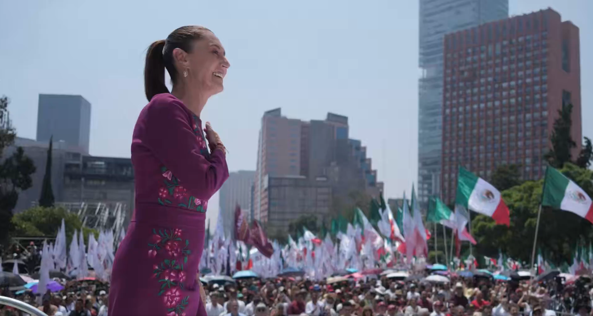 Sheinbaum reúne a 850 mil personas en informe por dos años de su triunfo