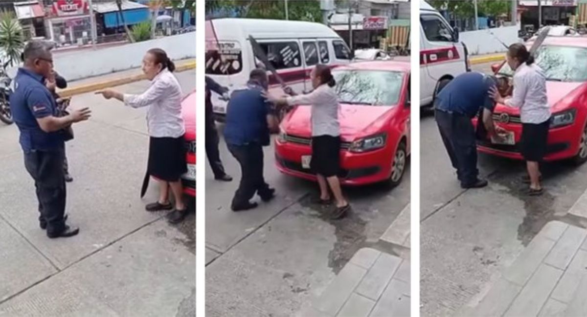 VIDEO: Mujer de la tercera edad amenaza con MACHETE a policía para evitar multa