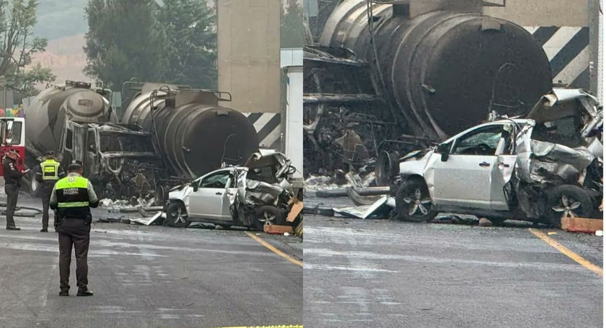 Fuerte accidente en la Chamapa-Lechería provoca incendio y cierre en ambos sentidos