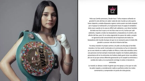 Camila Zamorano reconoce su error y le ofrece una disculpa a Erik Morales por no reconocer su trayectoria