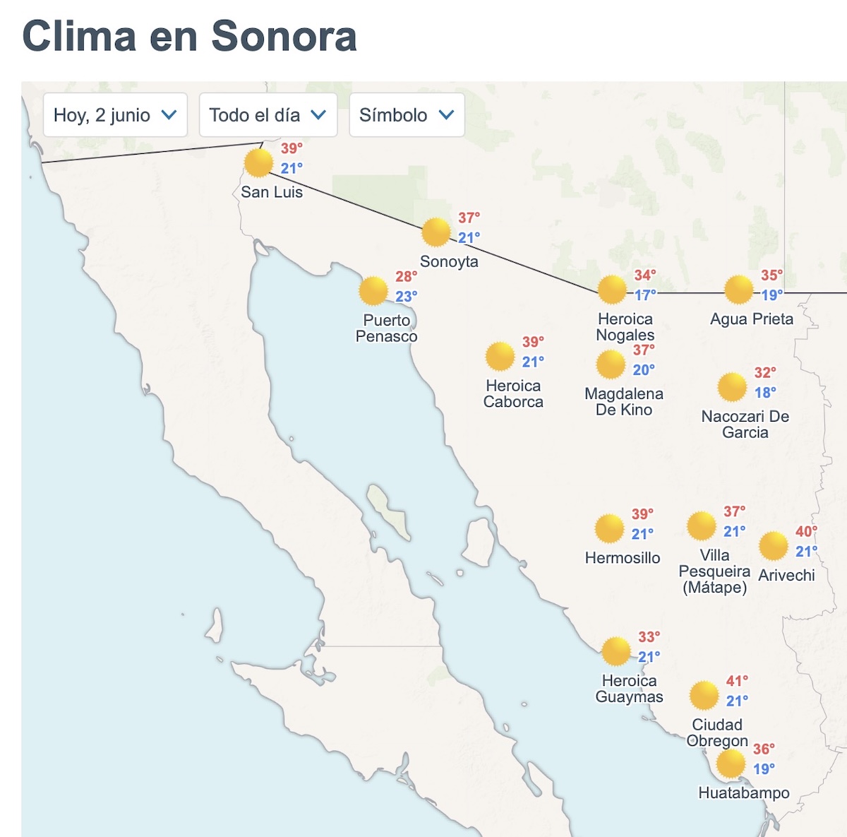 ¿Cómo estará el clima hoy en Sonora? Consulta el pronóstico. Foto: Meteored.mx