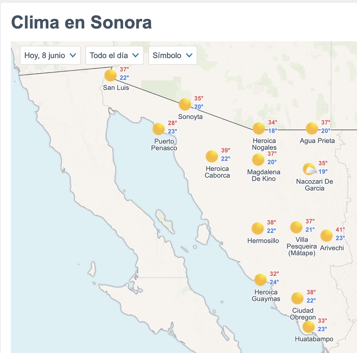 Así será el clima en Sonora hoy lunes 8 de junio