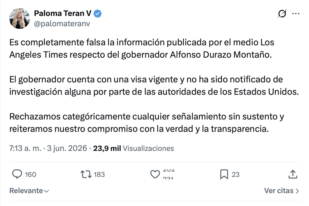 Gobierno de Sonora aclara situación de la visa de Alfonso Durazo