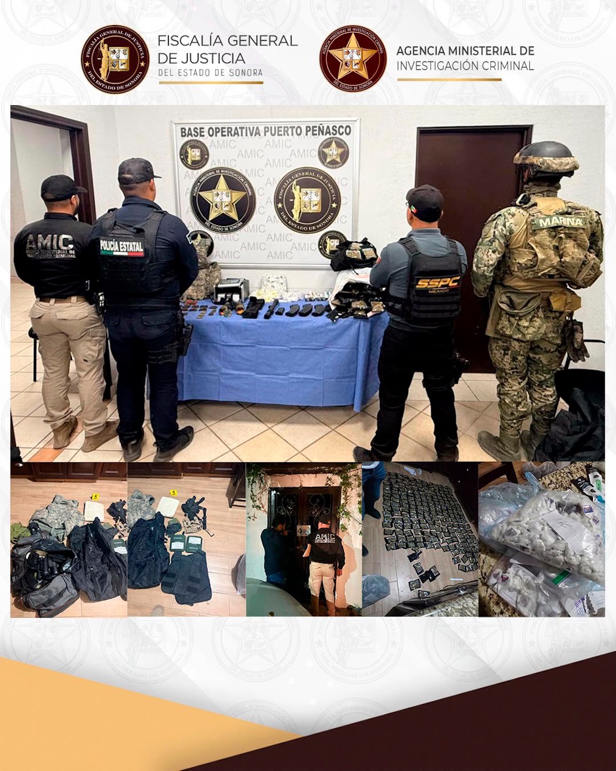 AMIC y SEMAR decomisan 801 dosis de droga en operativo realizado en Puerto Peñasco