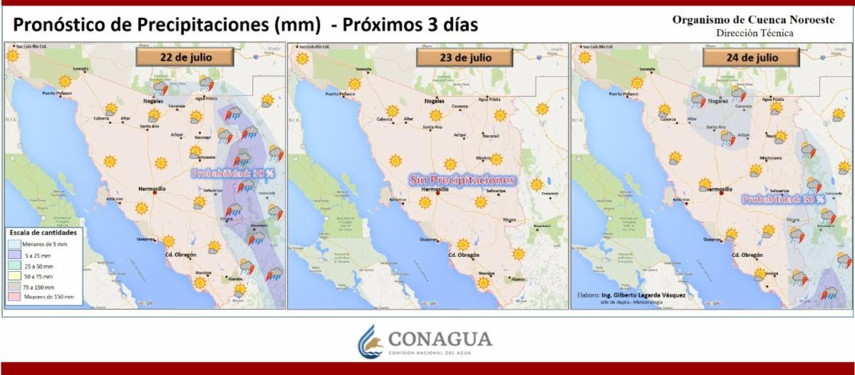 CEPC pronostica precipitaciones vespertinas en la sierra y noroeste de Sonora
