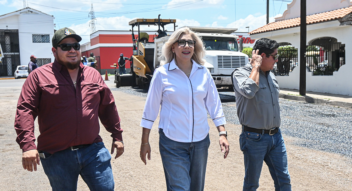 Claudia Santacruz supervisa avances de rehabilitación vial en Real y Tepeyac en Cajeme