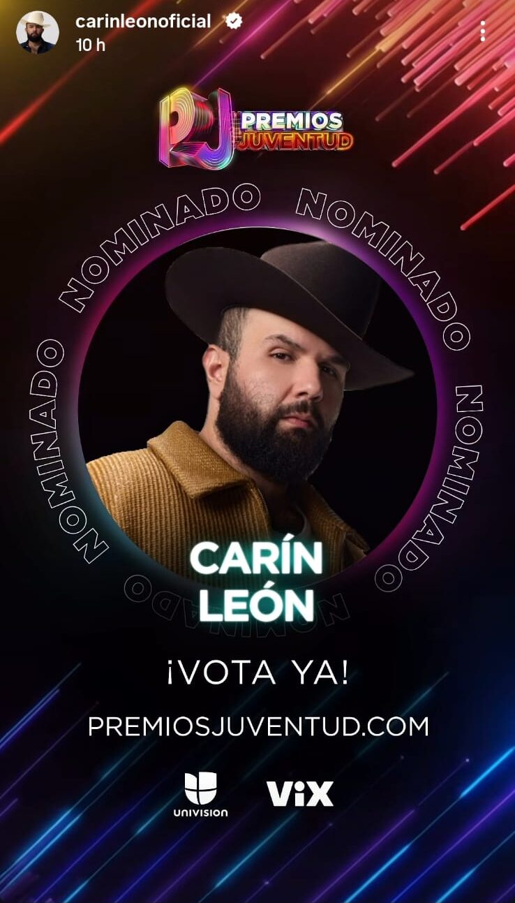 Con nueve nominaciones, Carín León domina Premios Juventud 2026