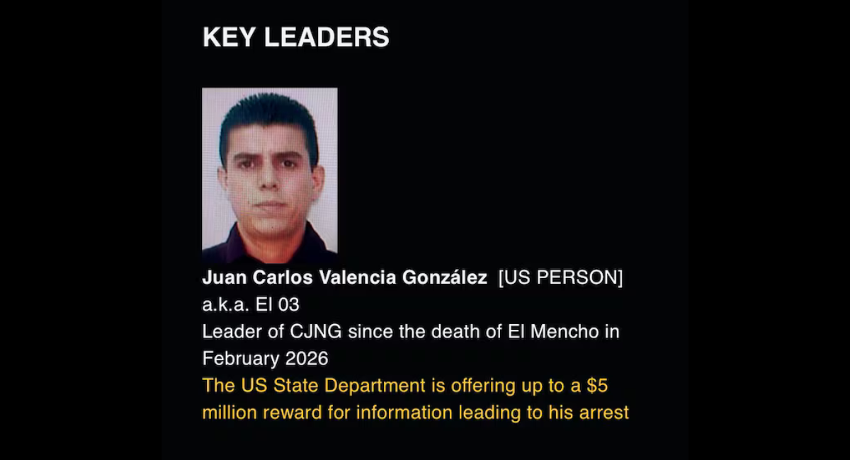 EU señala a Juan Carlos Valencia 'El 03' como nuevo líder del CJNG; ofrece 5 millones de dólares por su captura