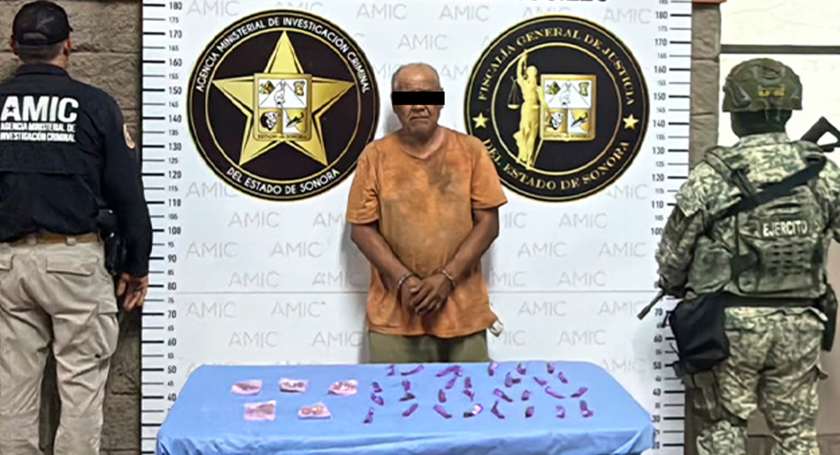 Detienen a adulto mayor en Hermosillo; los sorprendieron con 36 envoltorios de marihuana y crystal