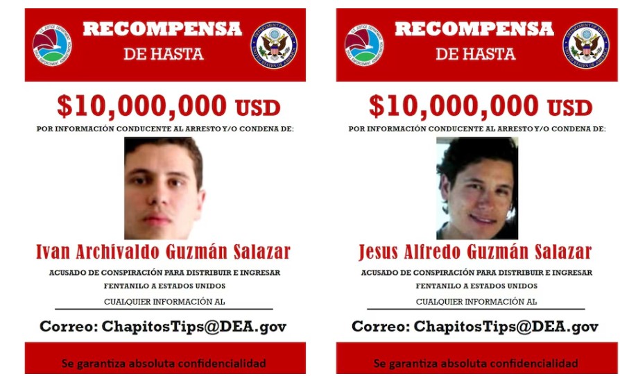 Continúa vigente recompensa de Estados Unidos por ‘Los Chapitos’