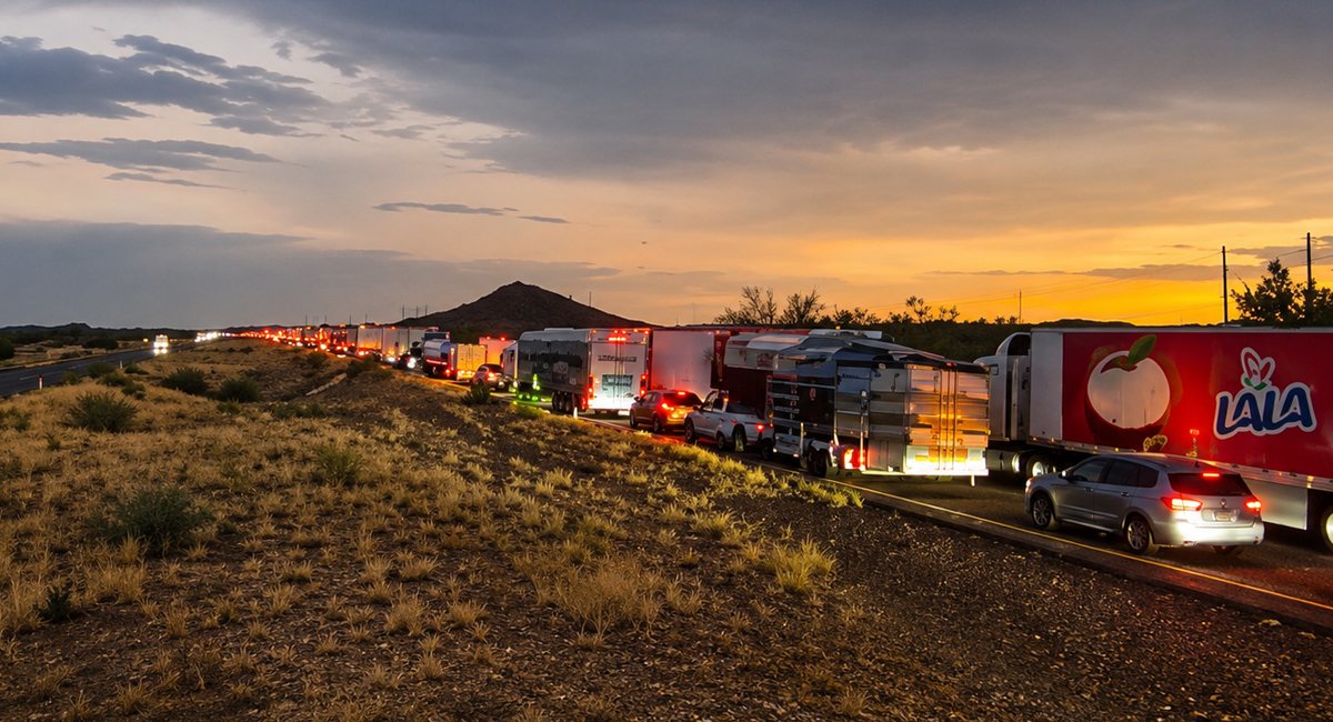 VIDEO: Volcadura de tráiler provoca largas filas de vehículos en carretera al norte de Sonora