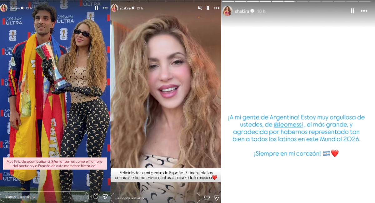 Shakira felicita a España y Argentina por el show que dieron sobre la cancha