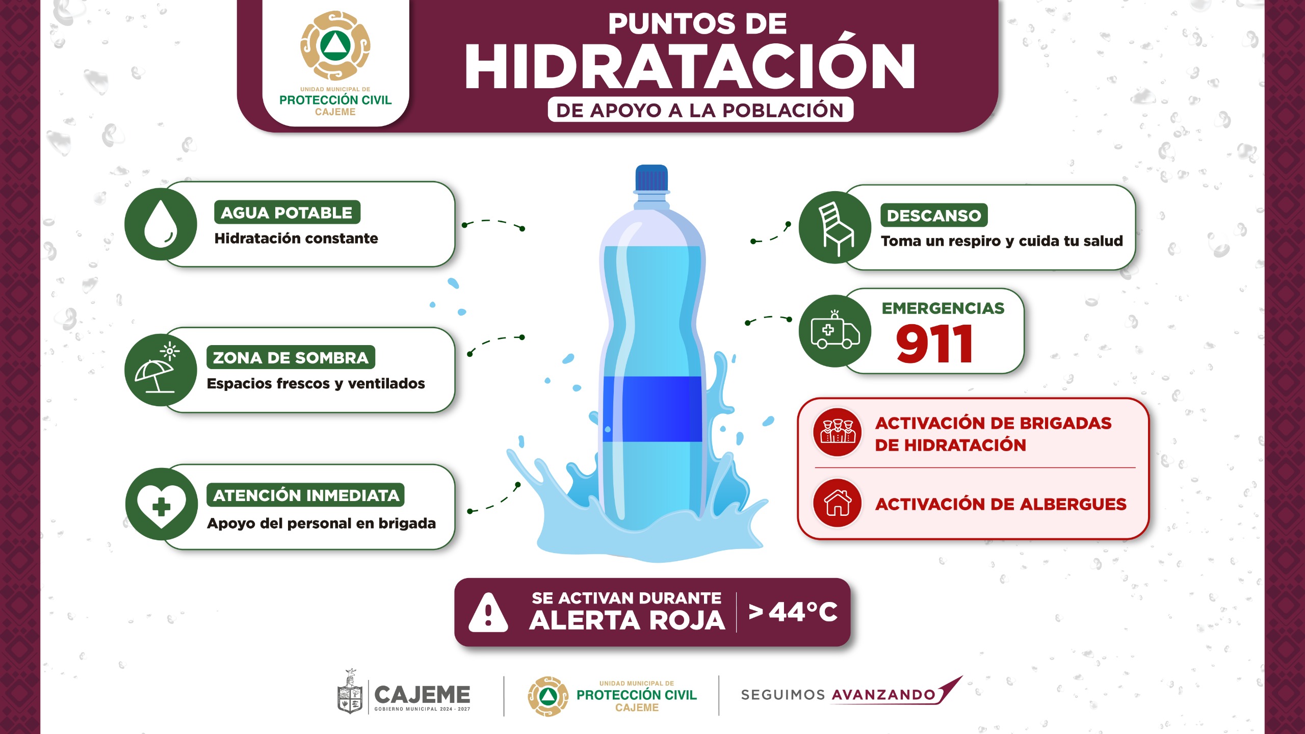 Cajeme mantiene alerta roja por calor extremo y refuerza acciones para proteger a la población