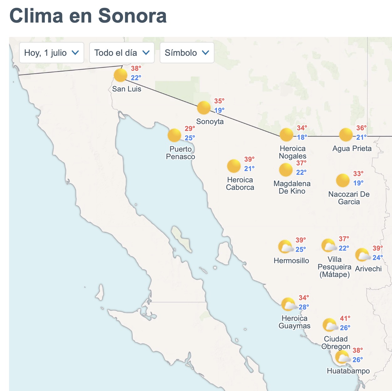 Así será el clima en Sonora este miércoles 1 de julio de 2026