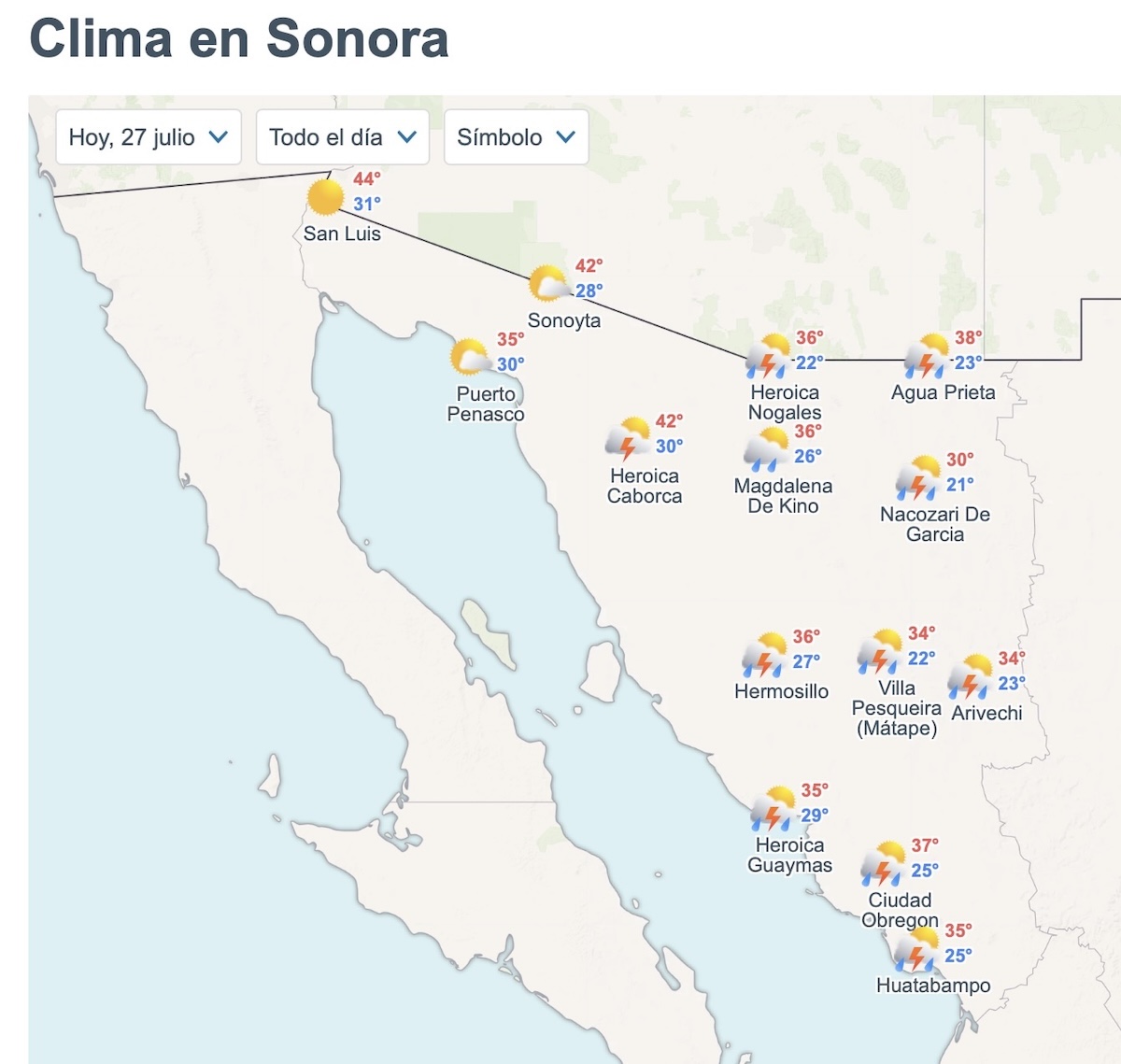 Monzón mexicano traerá lluvias intensas a Sonora hoy