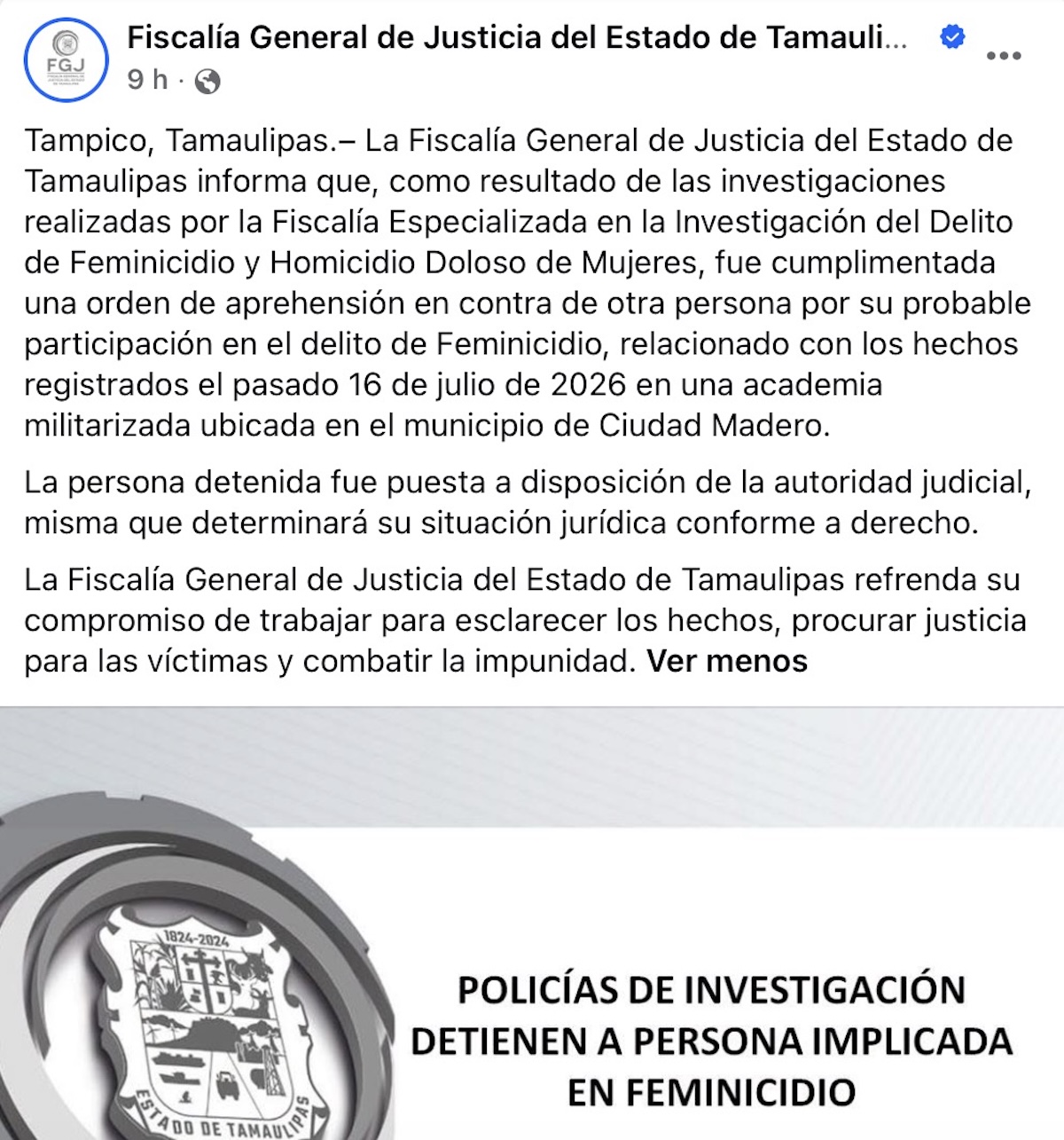 Detienen al director de la academia militarizada por el feminicidio de Dafne, de 13 años