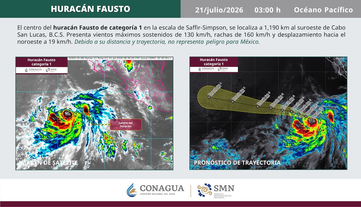 Conagua informa sobre el huracán 'Fausto'. Foto: Conagua
