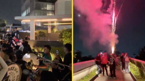VIDEO: Aficionados de México llevan ‘serenata’ a Inglaterra antes Octavos de Final; lanzaron pirotecnia