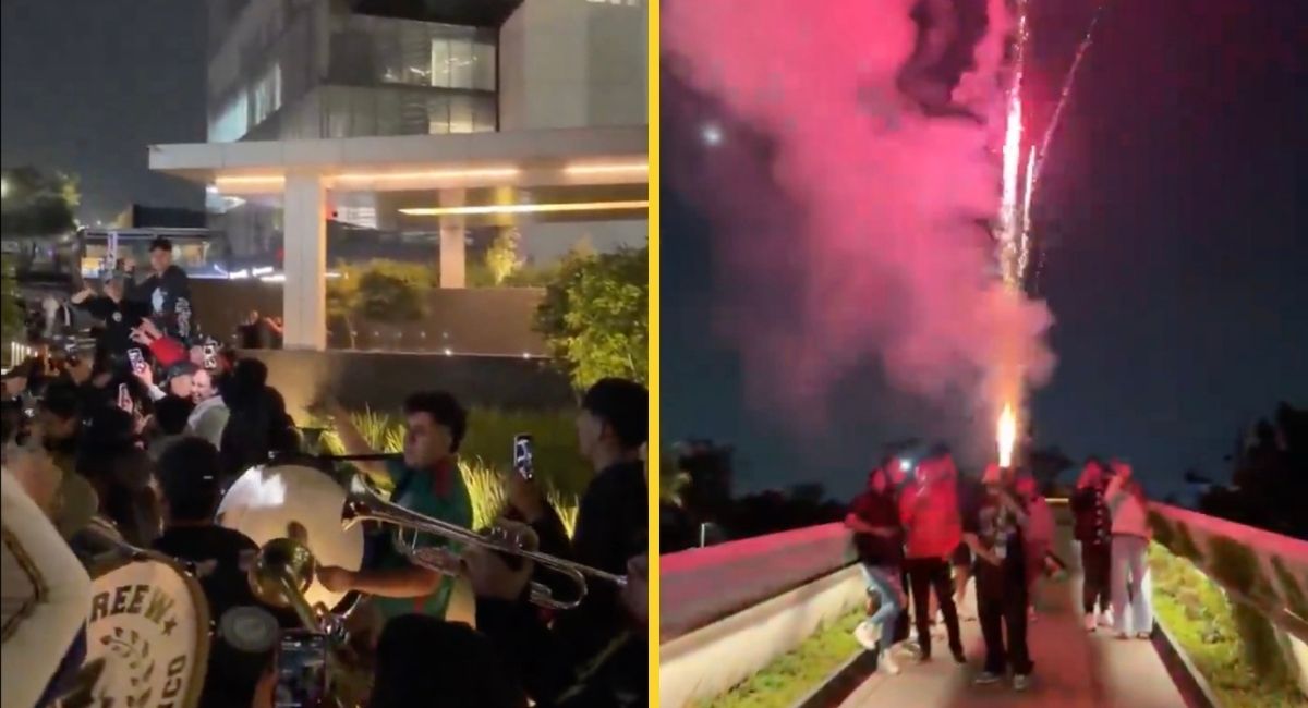 Aficionados mexicanos llevan serenata al hotel de Inglaterra previo al Mundial