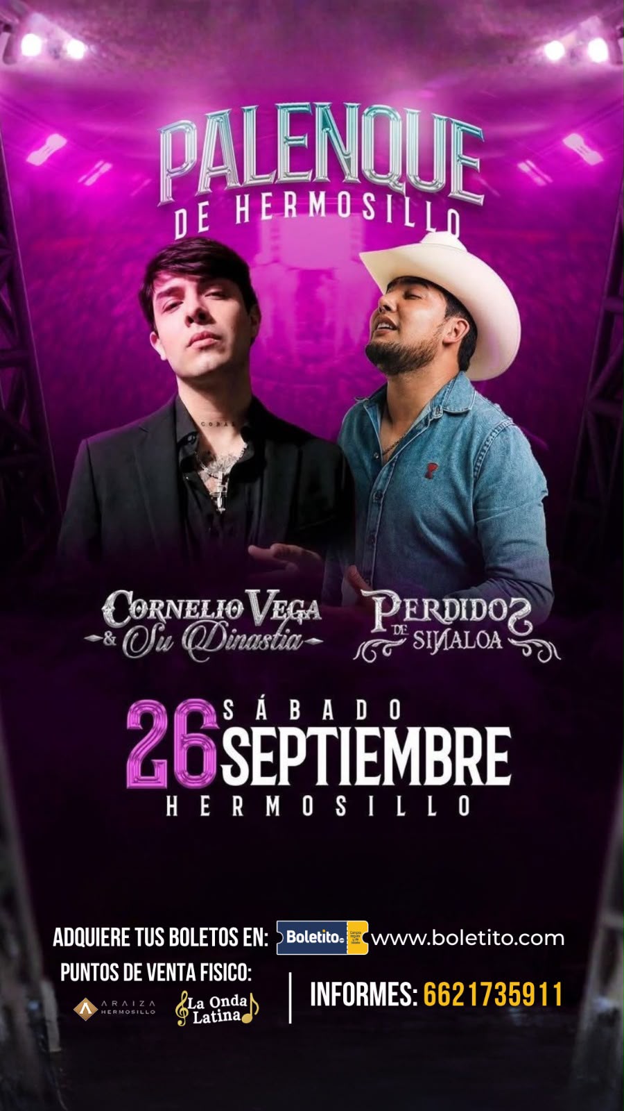 ¡Hermosillo se prepara para una noche de regional con Cornelio Vega Jr y Perdidos de Sinaloa!