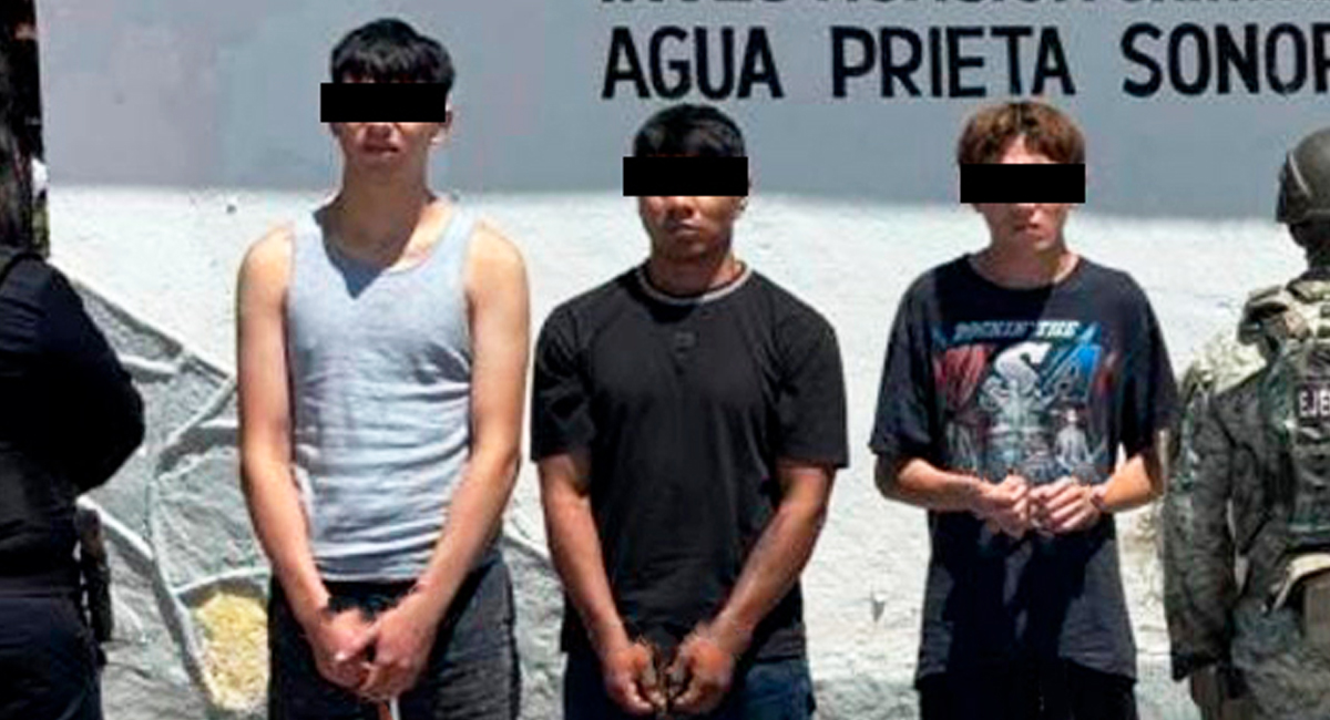 AMIC detiene a tres jóvenes con droga en Agua Prieta; uno era buscado por intentar matar a mujer