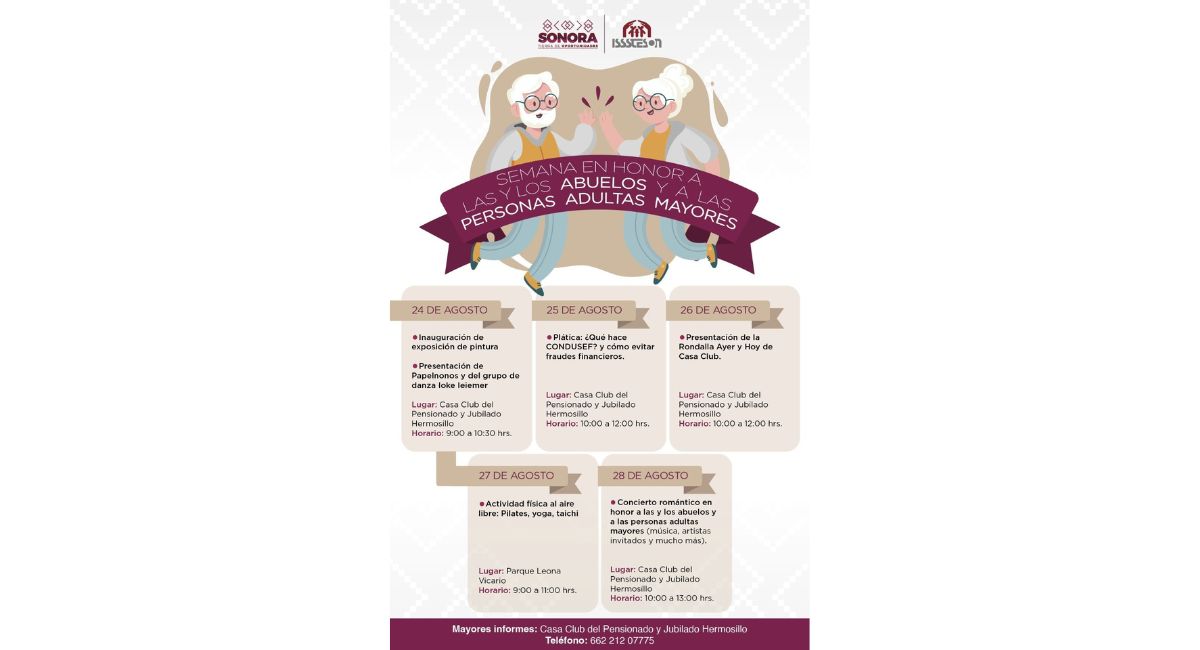 Da inicio el Gobierno de Sonora a las actividades por la Semana de los Adultos Mayores de Isssteson Hermosillo