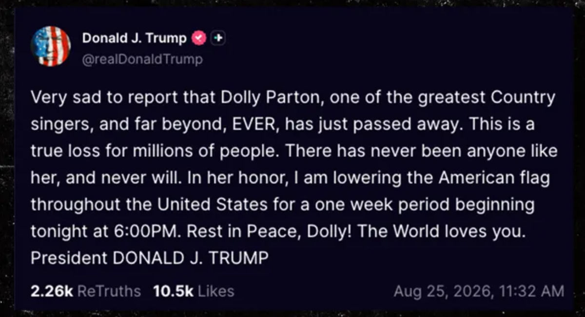 Donald Trump rinde homenaje a Dolly Parton tras su muerte