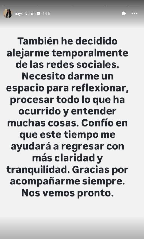 Nay Salvatori anuncia pausa en redes y cancela su podcast tras polémica por comentarios sobre adultos mayores
