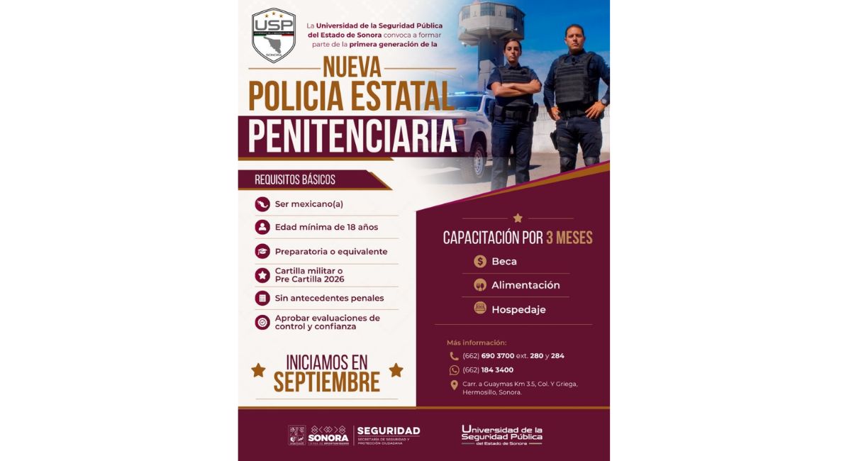 USP invita a ser parte de la primera generación de la Nueva Policía Estatal Penitenciaria