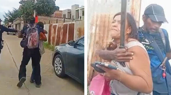 VIDEO: Policías de Oaxaca rescatan a mujer de hombre con machete; ella pide que no lo golpeen