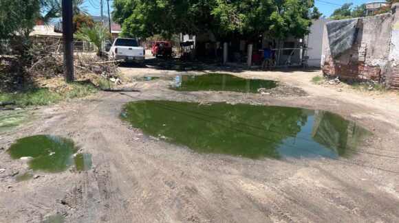 Vecinos de Bellavista viven entre aguas negras por fugas de drenaje en Empalme