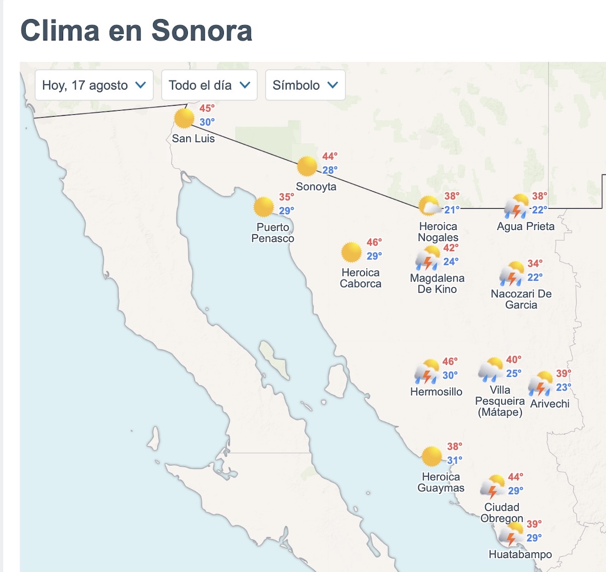 Así será el clima en Sonora este lunes. Foto: Conagua